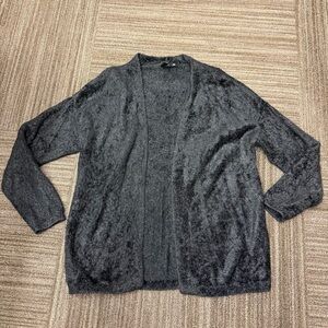 Cliche Black Women's Knit Fur Cardigan Casual Loungewear